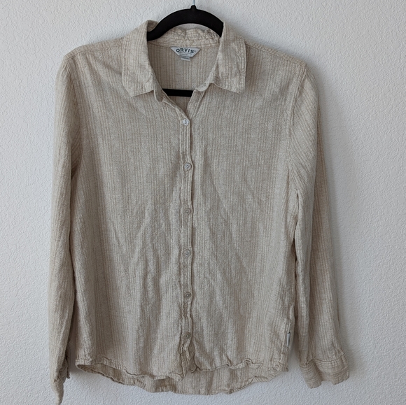 Ralph Lauren Check Pattern Crazy Pattern Long Sleeve Linen Button-Down Shirt Men's XL (approx.) linen multicolor Vintage Second Hand main image 0